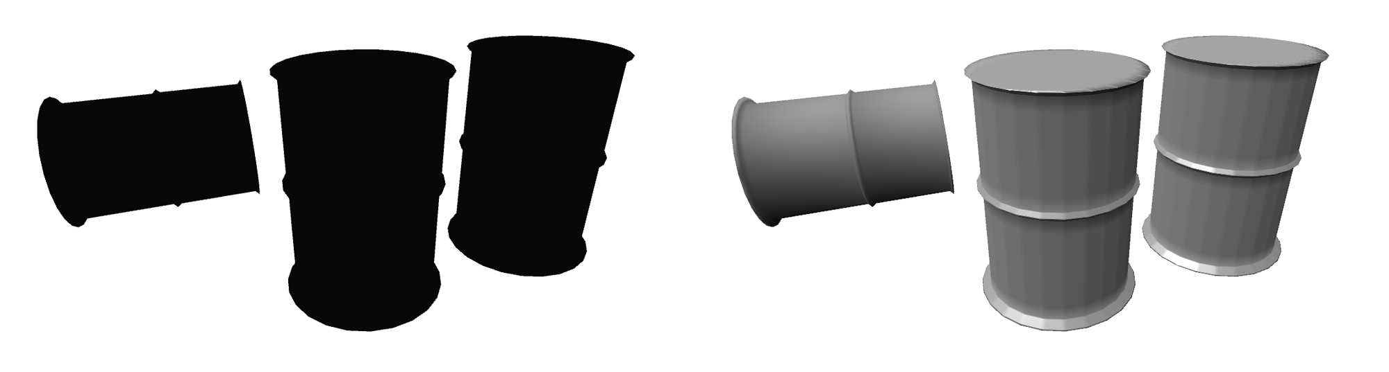 The effect of lighting on an object.